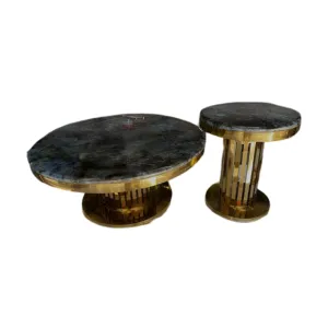 2-In-1 Marble Top Coffee Table With Durable Base