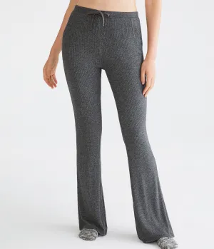 Aeropostale Womens' Flare High-Rise Fuzzy Rib Sleep Pants - Dark Grey - Size S - Polyester - Teen Fashion & Clothing Charcoal Heather Grey