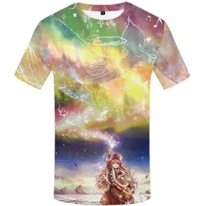 Aurora T shirts Men Colorful T-shirts 3d Graffiti Shirt Print Cartoon Tshirts Casual Animal T shirts Funny Short Sleeve