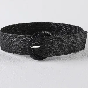 Belt023 Woven Belt Braided Buckle Black