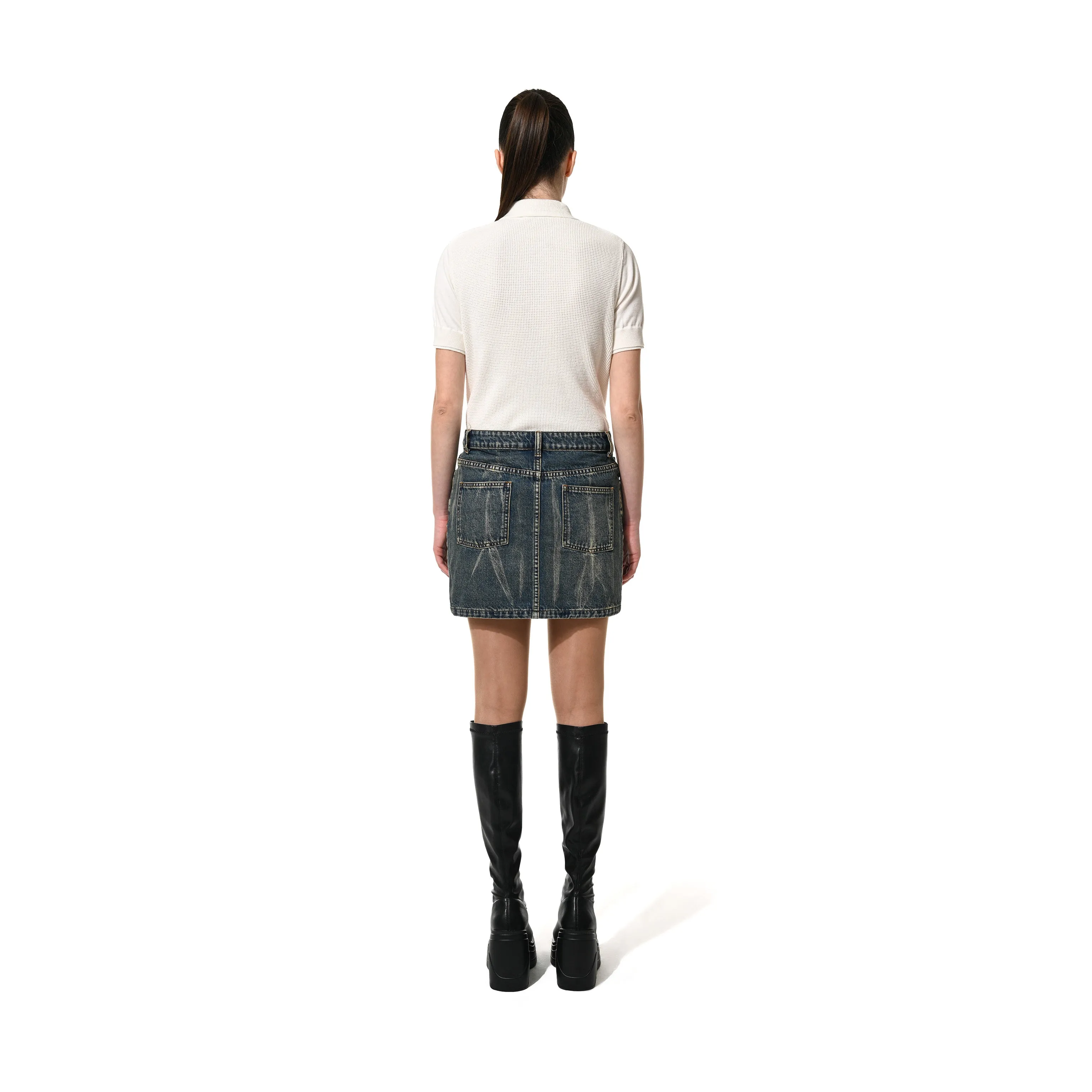 BLEACHED MINI SKIRT - BLUE