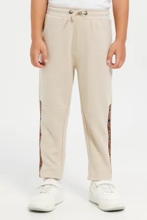 Boys Beige Soft Track Pants