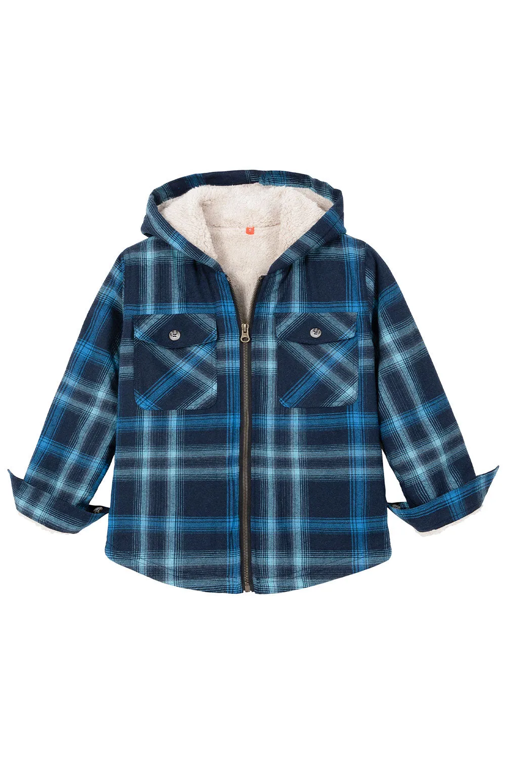 Boys Sherpa Lined Flannel Jacket,Full Zip Up Plaid