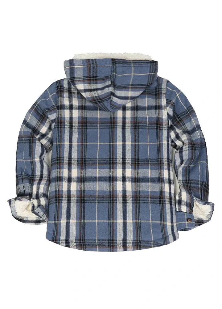 Boys Sherpa Lined Flannel Jacket,Full Zip Up Plaid