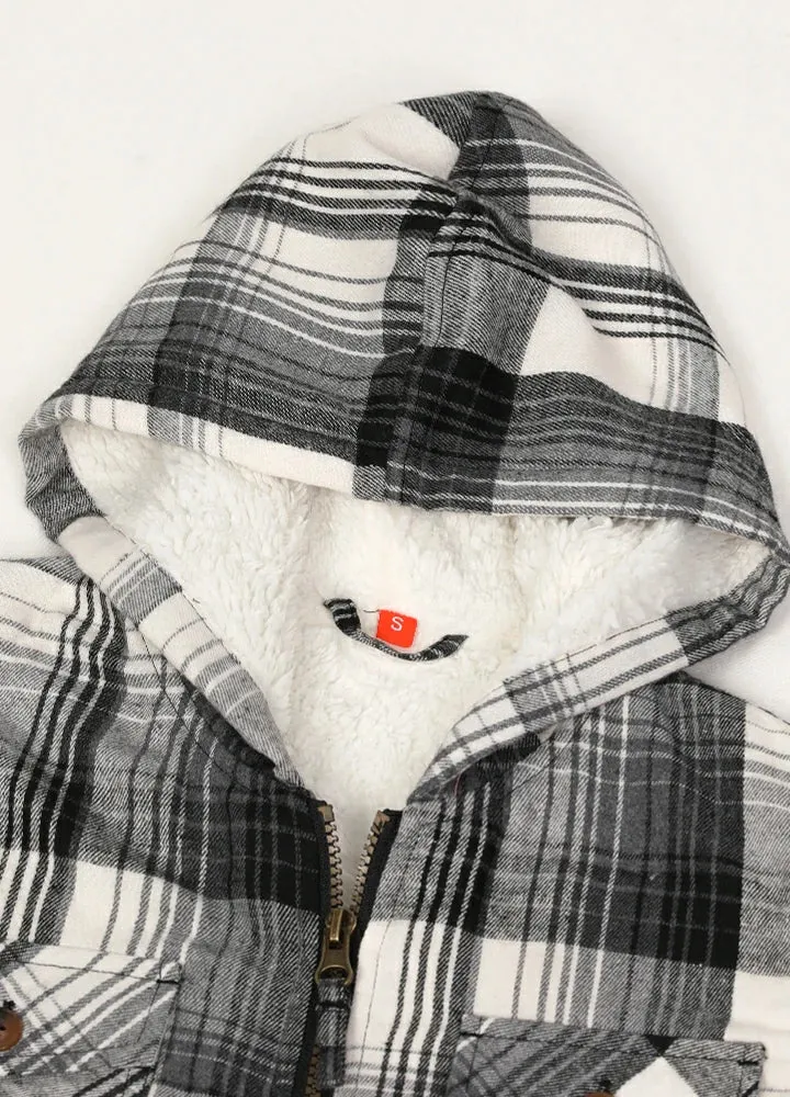 Boys Sherpa Lined Flannel Jacket,Full Zip Up Plaid