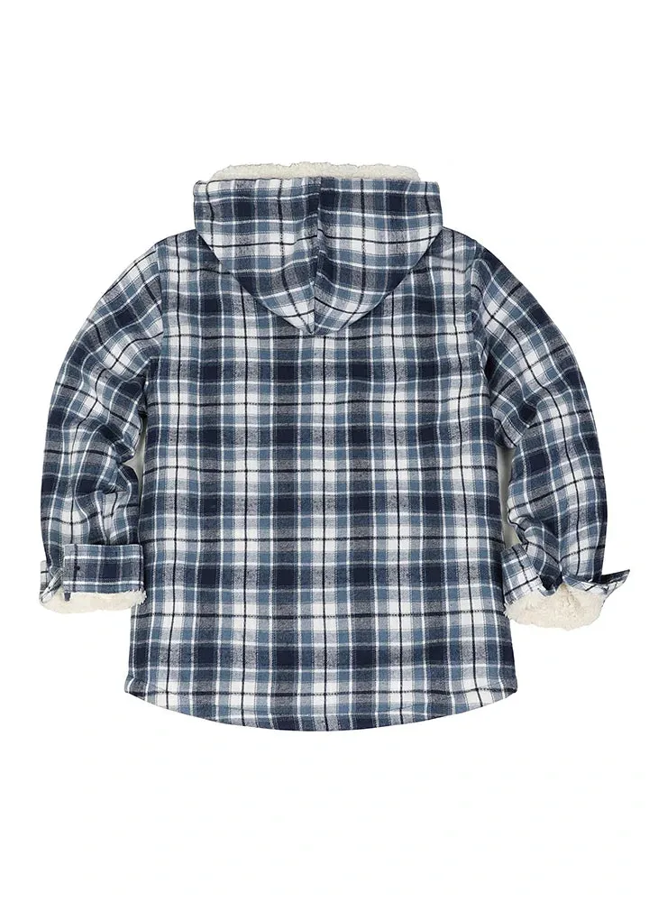 Boys Sherpa Lined Flannel Jacket,Full Zip Up Plaid