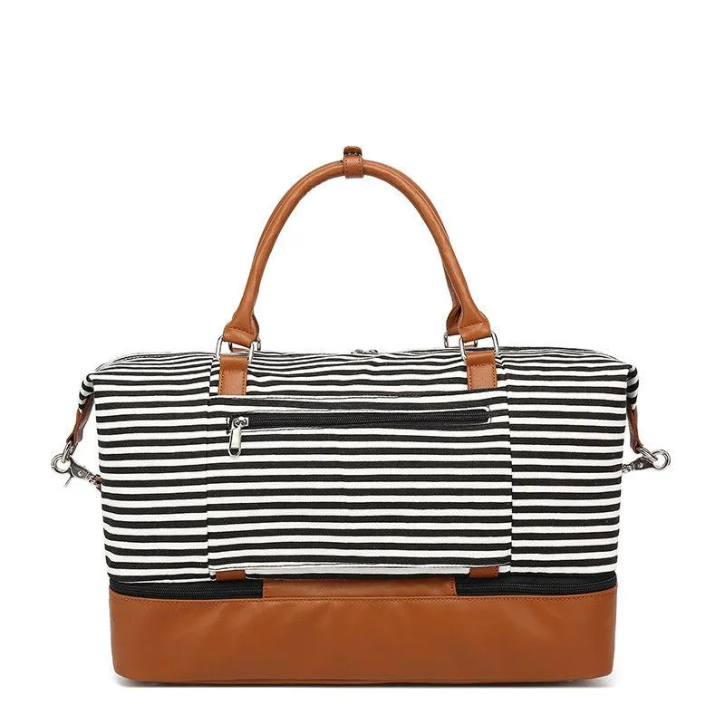 Canvas striped travel bag