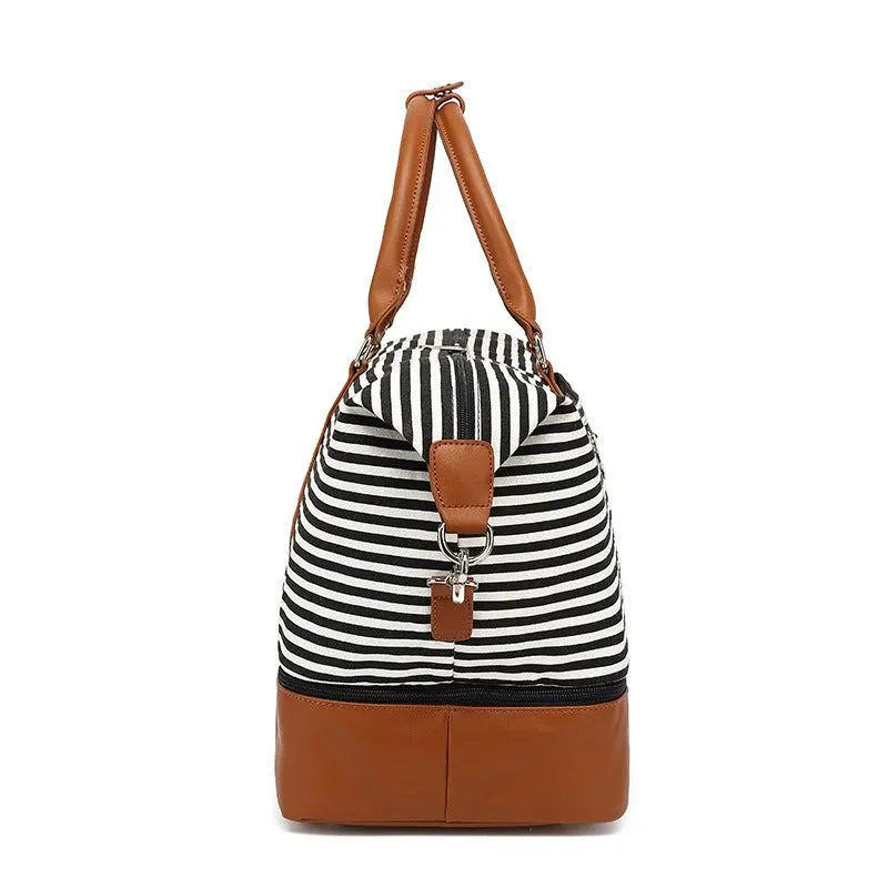 Canvas striped travel bag