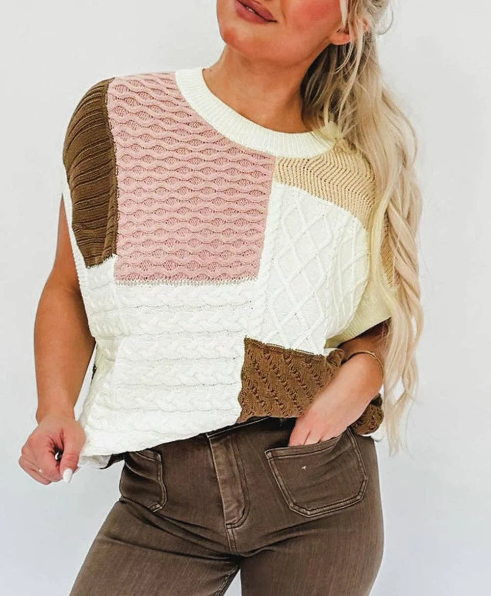 Colorblock Mix Textured Sweater Tee