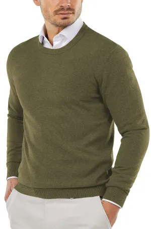 COOFANDY Men Casual Crew Neck Sweater Ribbed Knit Slim Fit Long Sleeve Pullover Top Army Green