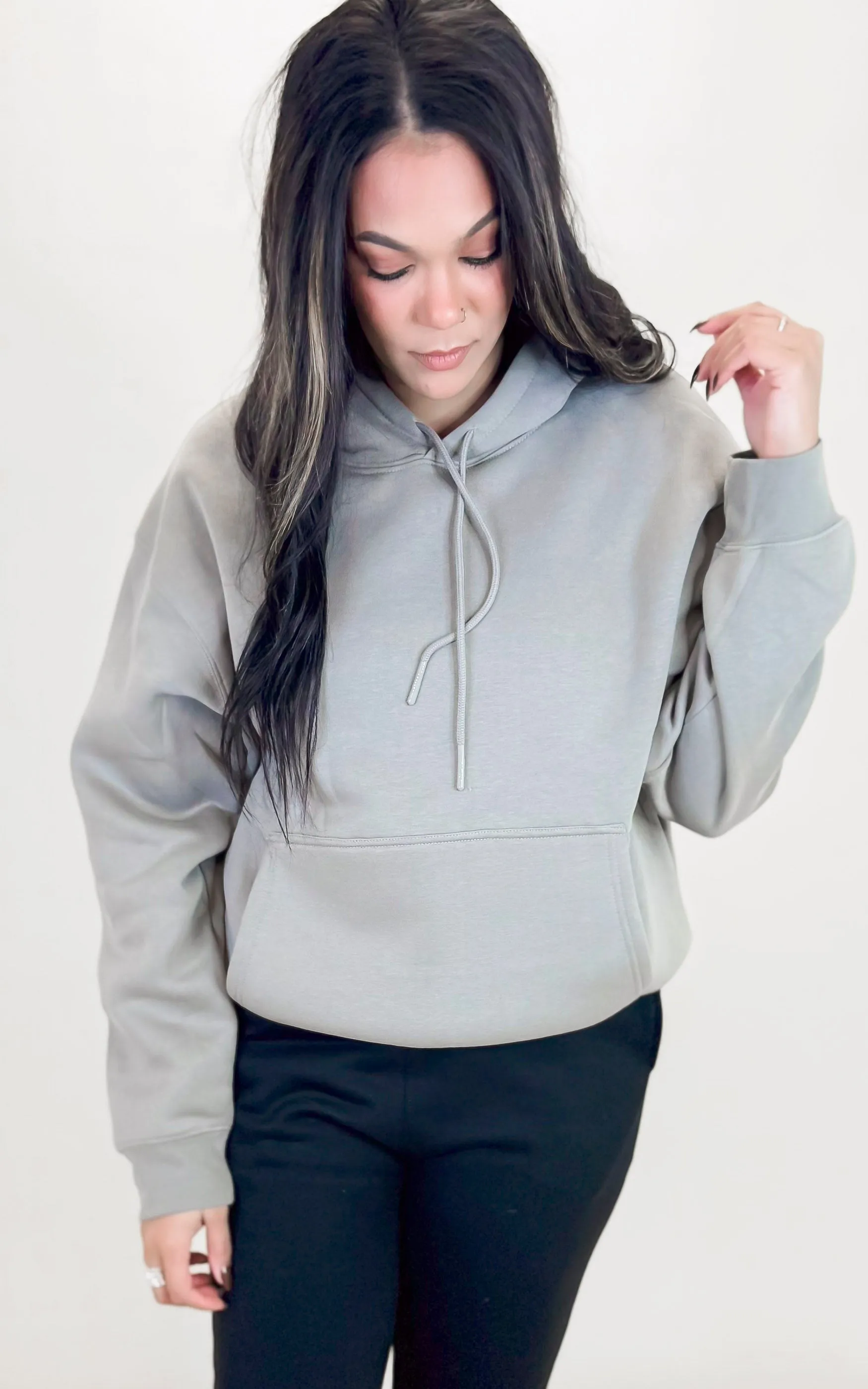 Cotton Blend Drop Shoulder Hoodie | MONO B