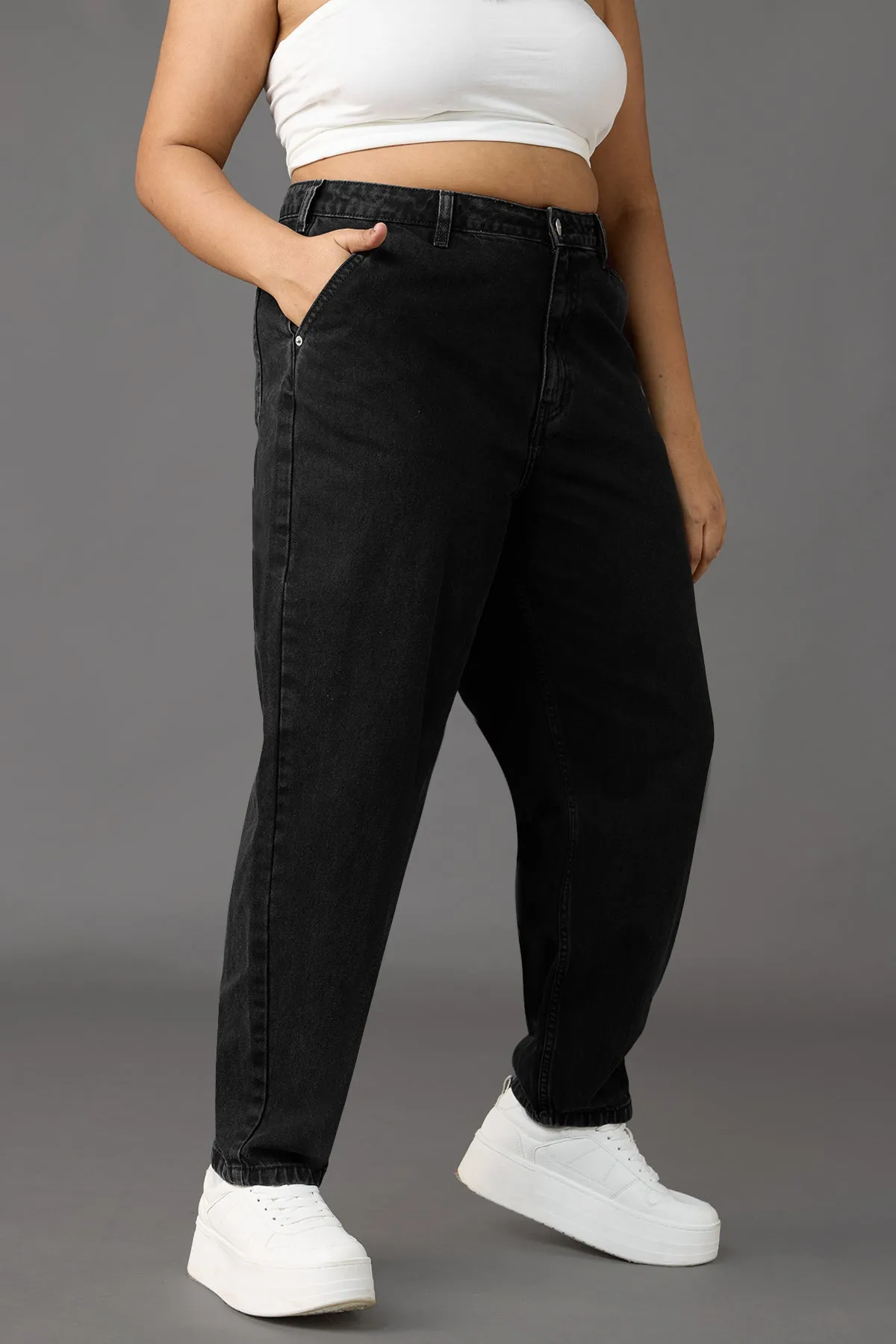 Curve Soft Slouchy Fit Black Jeans