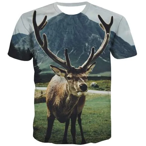 Deer T shirts Men Animal Tshirts Casual Harajuku T-shirts 3d Christmas Tshirt Printed