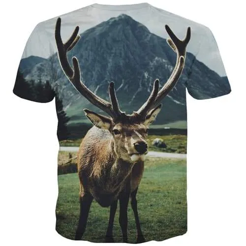 Deer T shirts Men Animal Tshirts Casual Harajuku T-shirts 3d Christmas Tshirt Printed