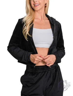 Divine Comfort Velour Track Cropped Jacket