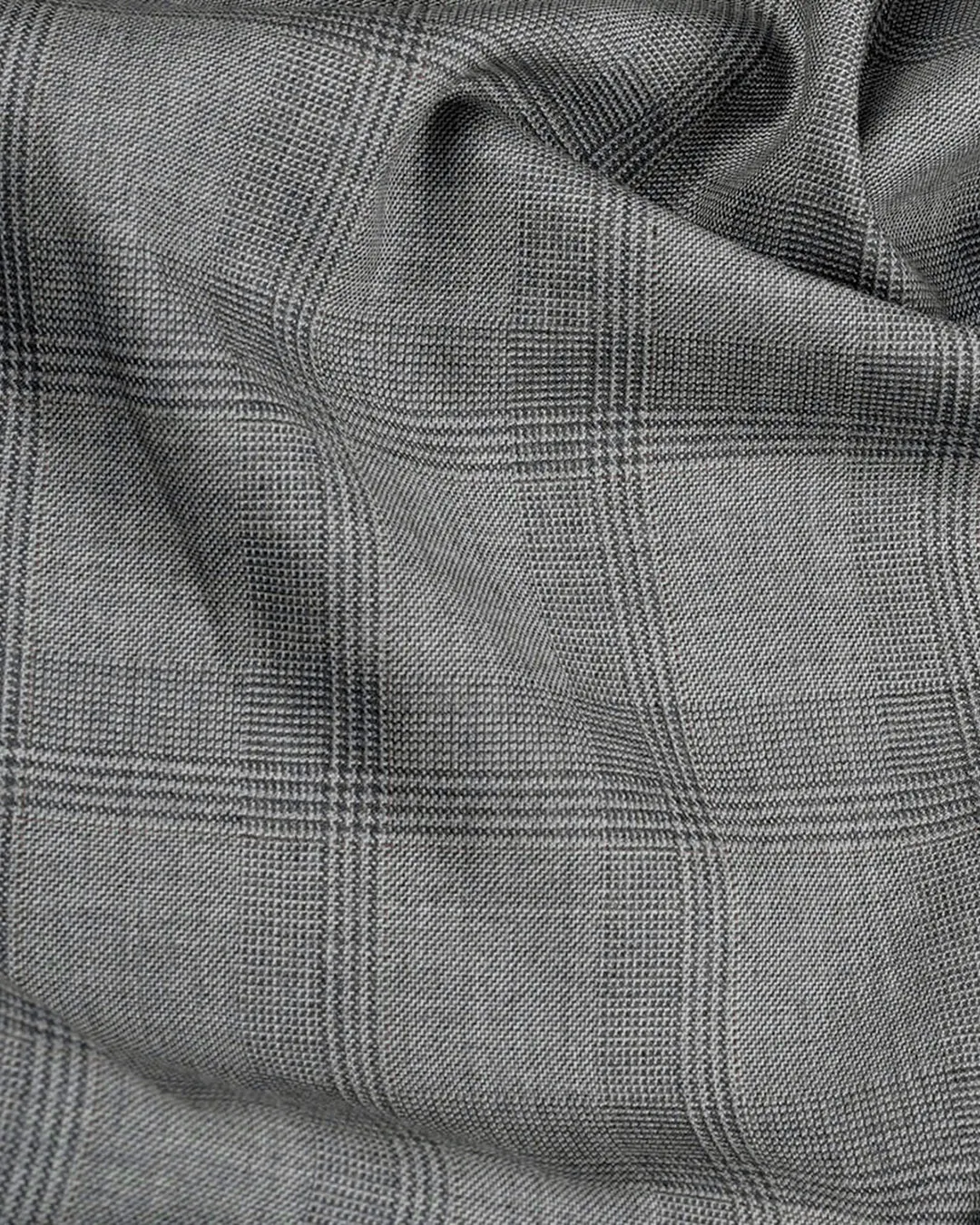 Drago: Super 160s Light Grey Prince of Wales Checks Dress Pant