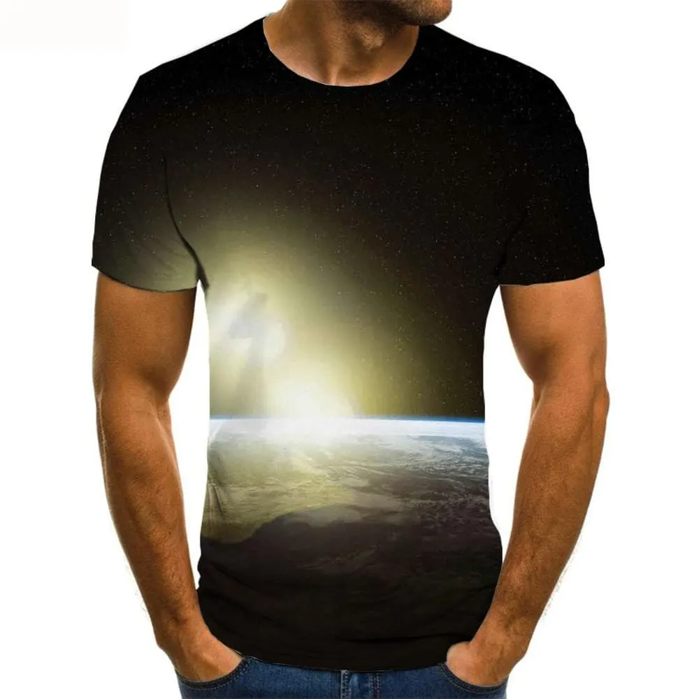 Earth T shirt Men Galaxy T-shirts 3d Universe Funny T shirts Space Tshirt Printed