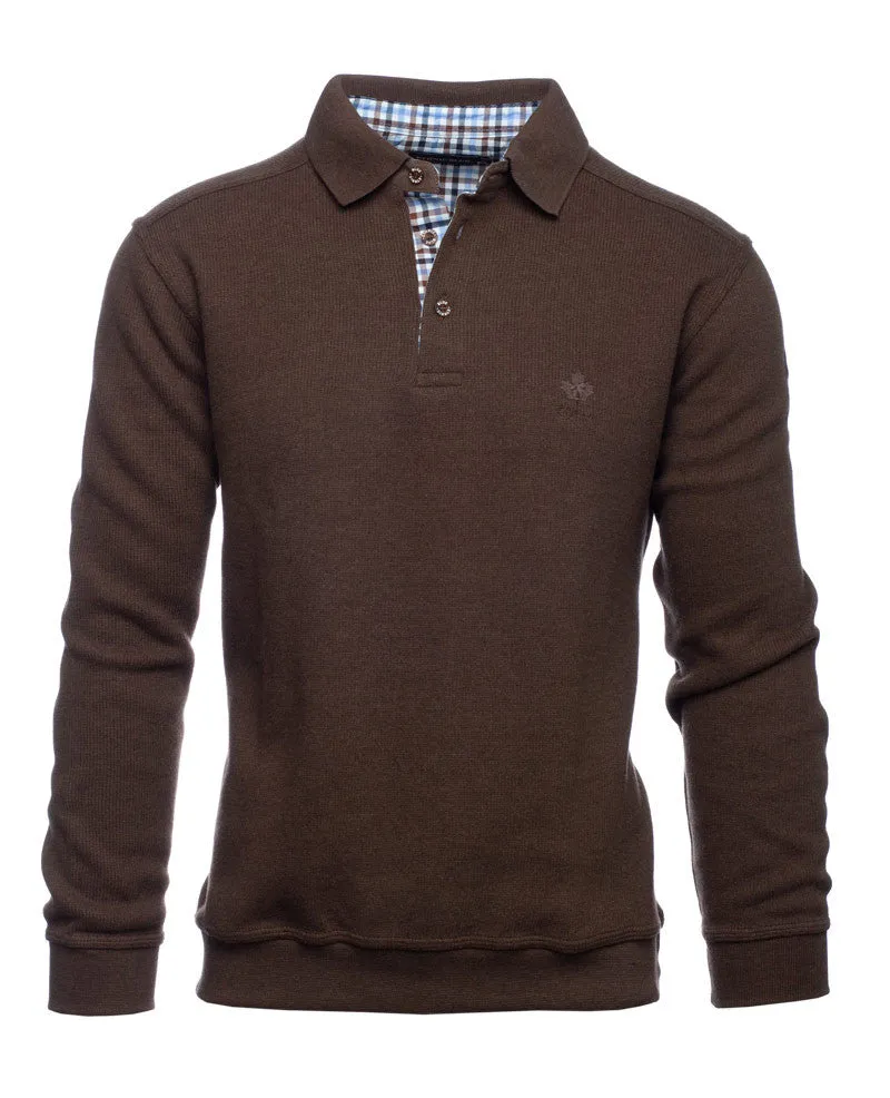 Ethnic Blue Polo Sweater Soft Touch | Milky Coffee