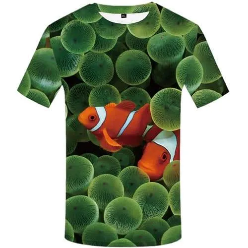 Fish T shirts Men Animal Tshirt Printed Tracksuits T-shirts Graphic Harajuku Tshirts Novelty Green T-shirts 3d Short Sleeve