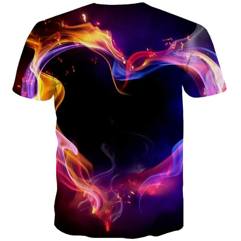 Flame T shirts Men Love Tshirt Printed Colorful T-shirts 3d Harajuku Shirt Print