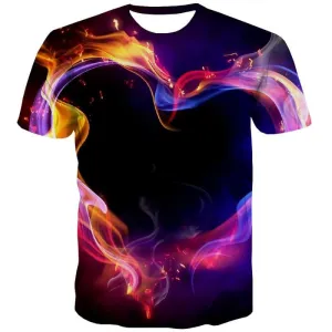 Flame T shirts Men Love Tshirt Printed Colorful T-shirts 3d Harajuku Shirt Print