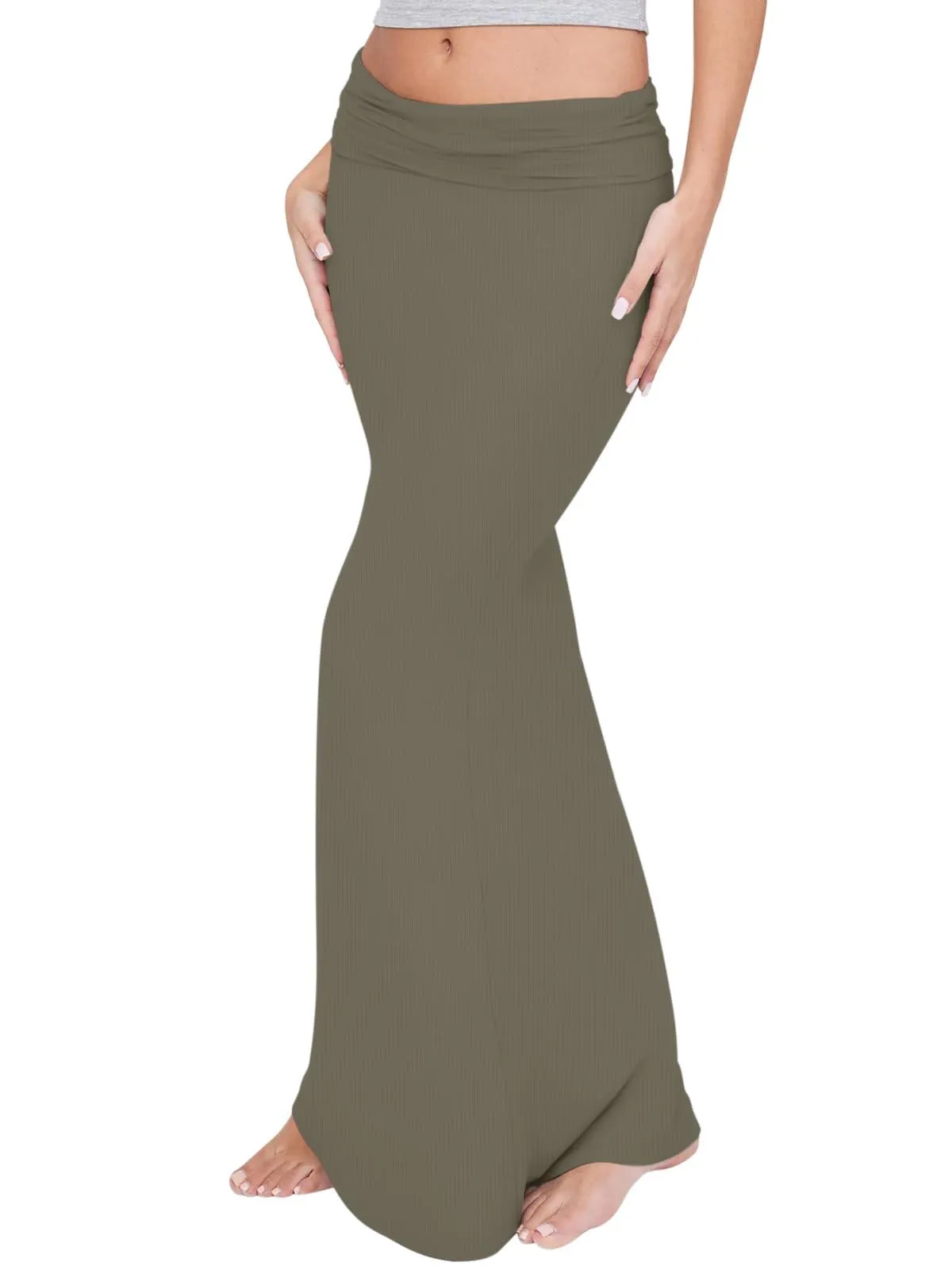 Fold Over High Waisted Lounge Long Skirts Elegant Going Out Bodycon Maxi Skirts