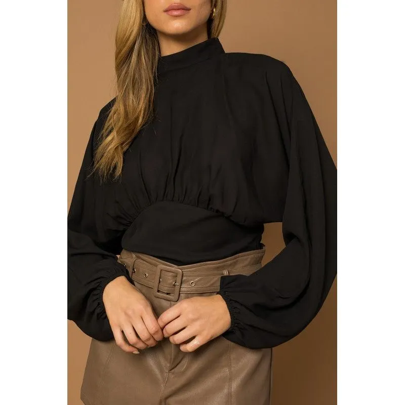 GILLI L/S MOCK NECK BOTTOM FITTED TOP