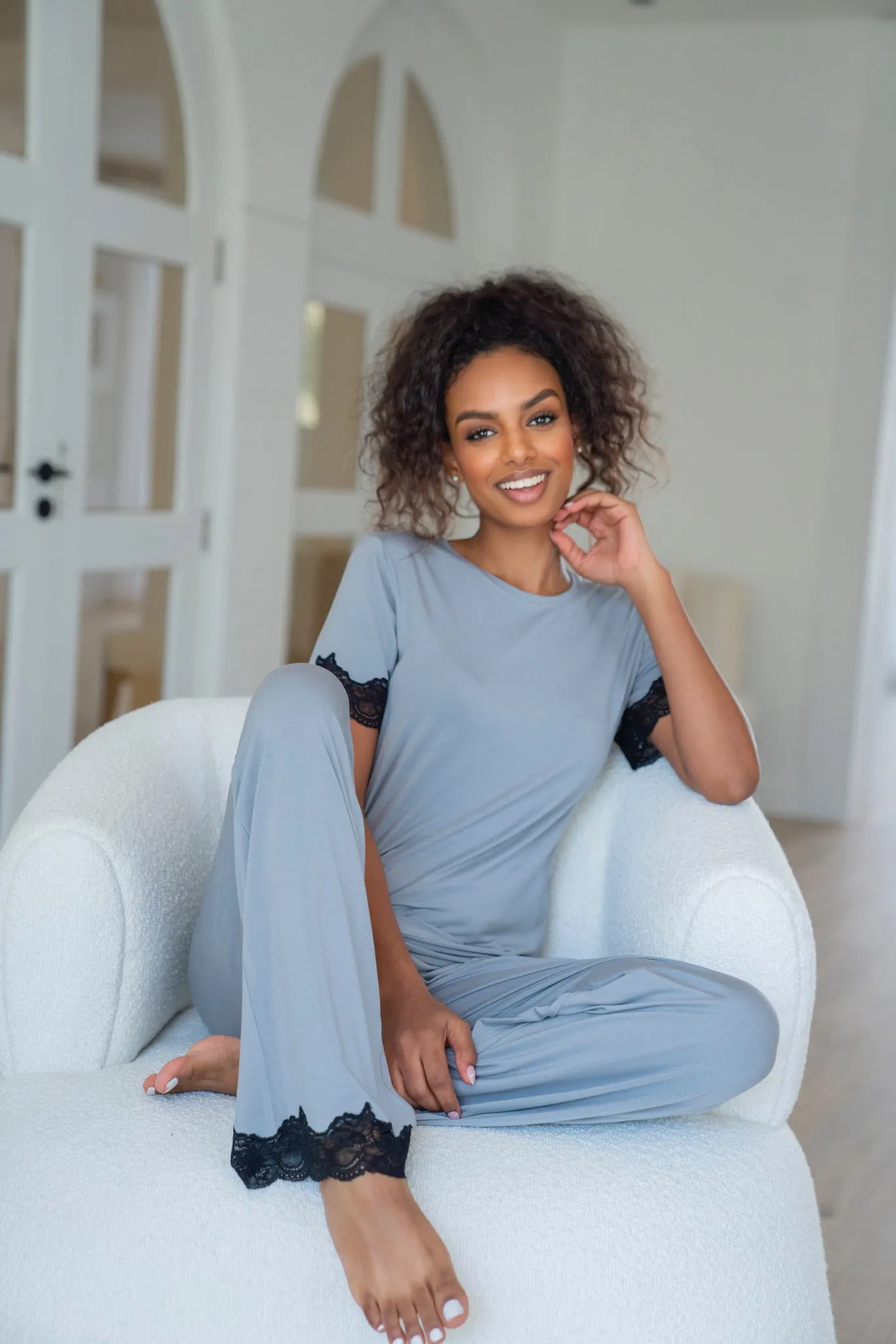 Gray Soft short-sleeve PJ set