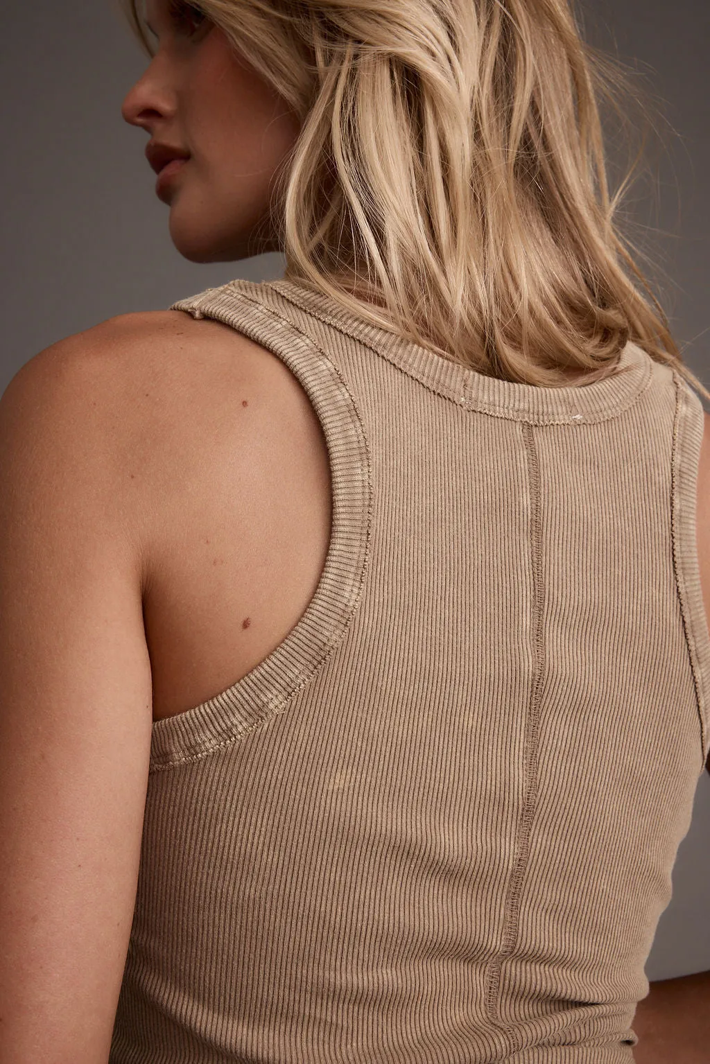 Gwen Taupe Scoop Neck Tank