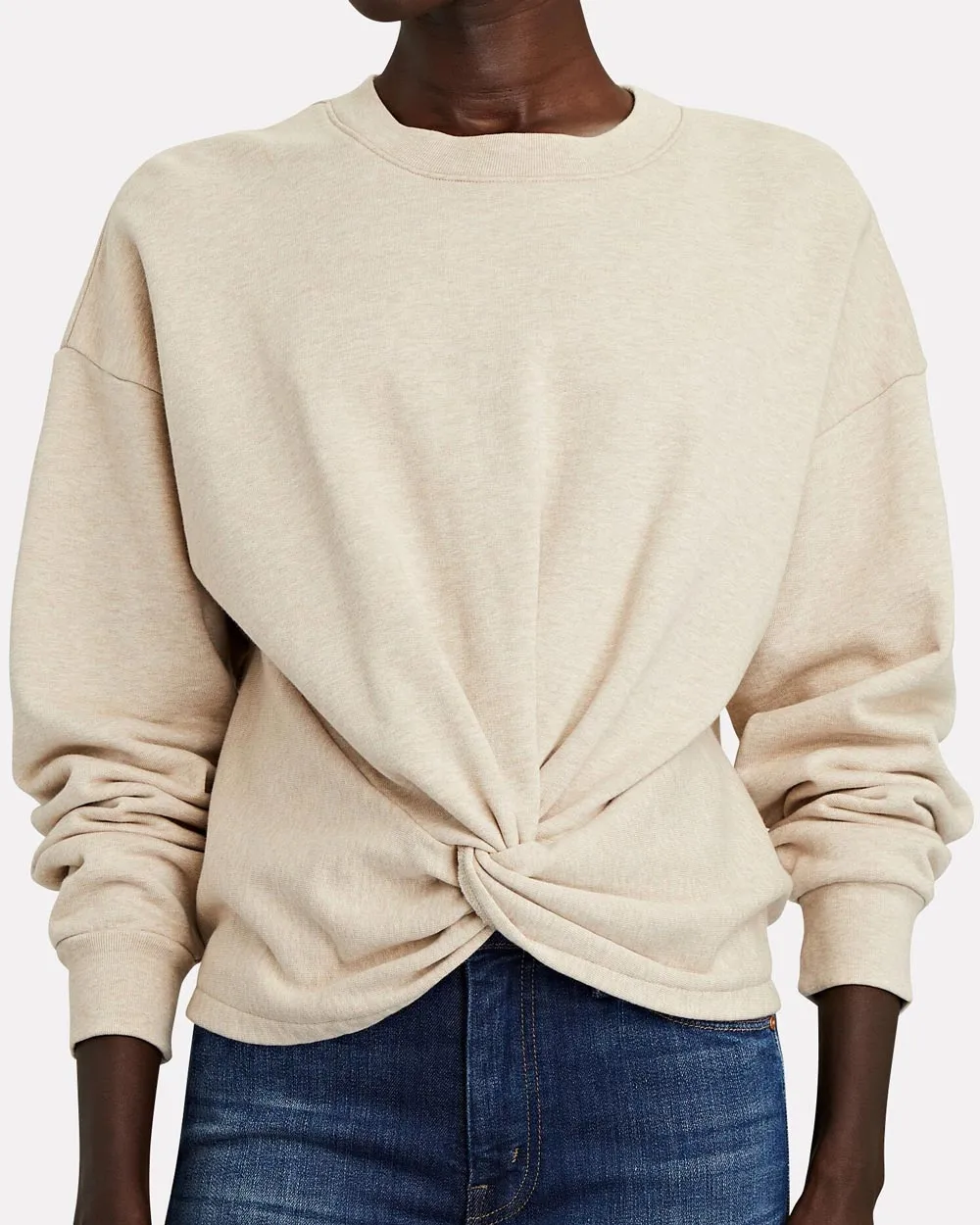 Heathered Oatmeal Twist Front Sweatshirt