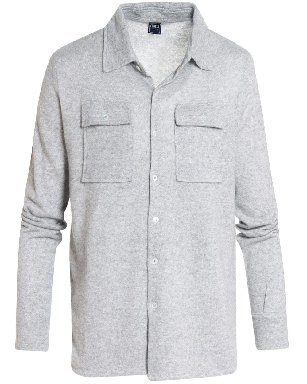 Heathered Silver Cashmere Blend Overshirt