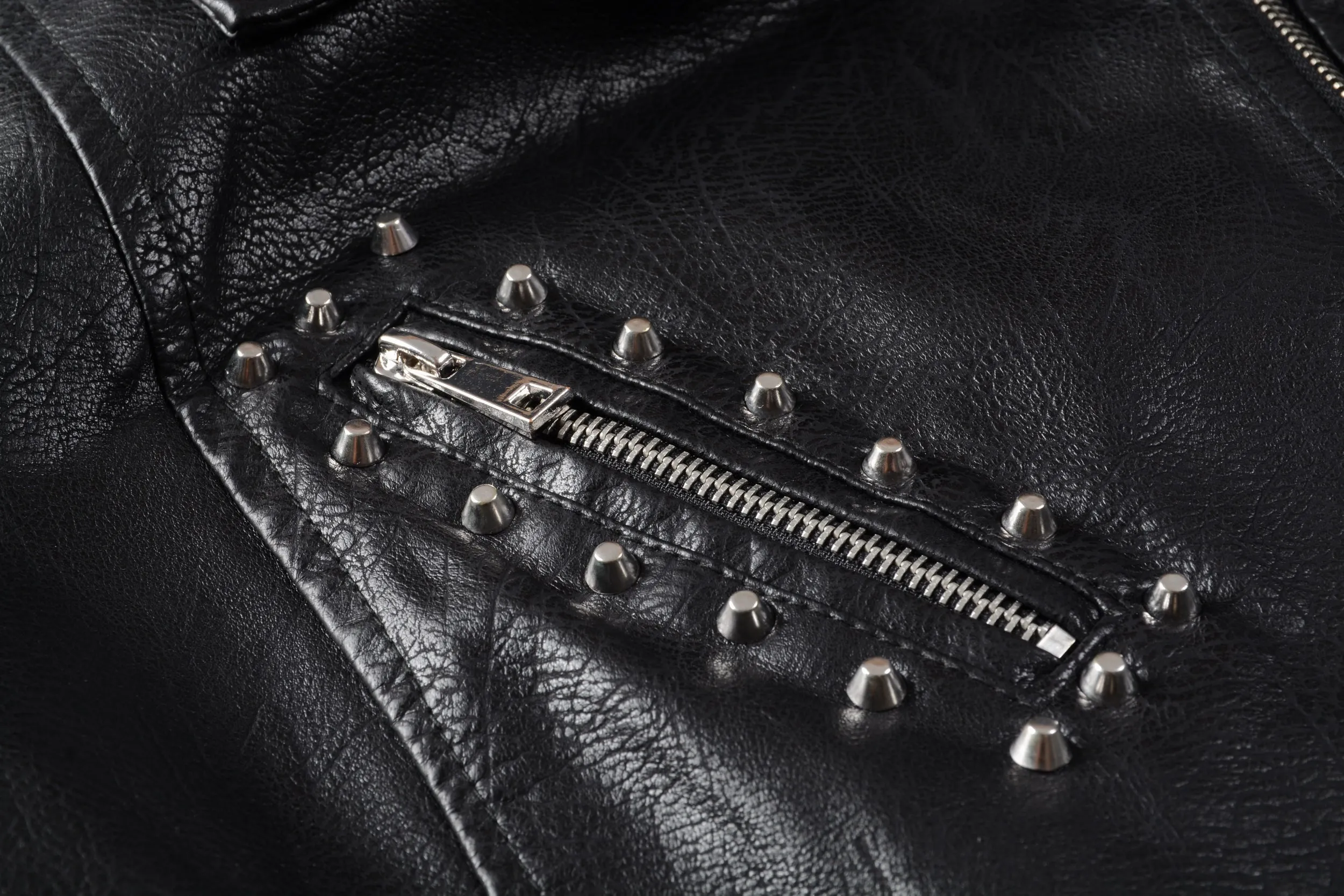 Hot Goth Faux Soft Leather Jackets Coats Lady Black PU Rivet Zipper 3D print Motorcycle Goth