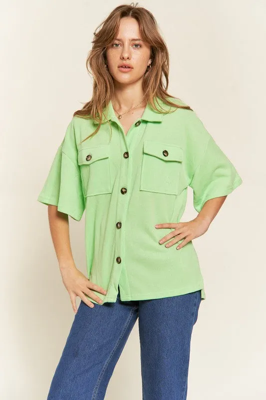 JADE by JANE Smiley Face Back Drawn Top