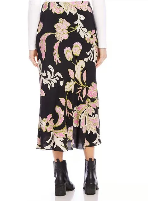 Karen Kane Bias Midi Skirt Floral