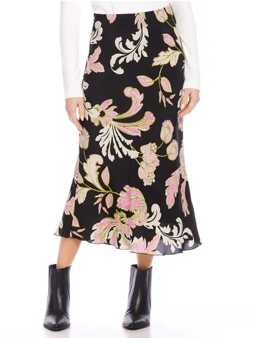 Karen Kane Bias Midi Skirt Floral