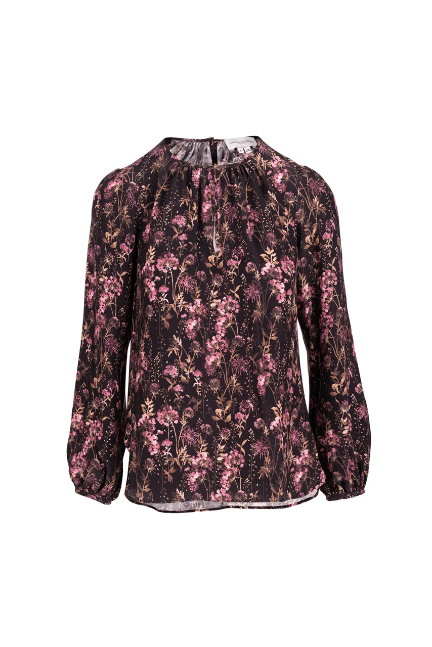 Keyhole Blouse - Ruby Hydrangea