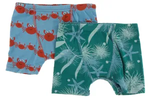 KicKee Pants Blue Moon Crab Family & Ivy Sea Garden Boxer Briefs Set