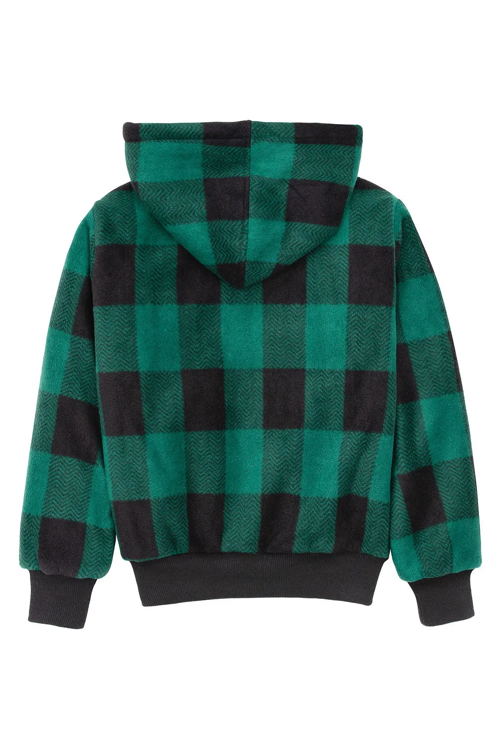 Kids Boys and Girls Sherpa Lined Full Zip Hooded Plaid Sweatshirt Jac