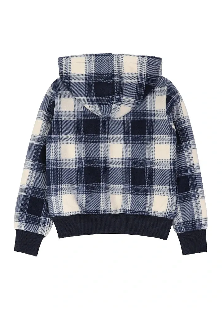 Kids Boys and Girls Sherpa Lined Full Zip Hooded Plaid Sweatshirt Jac