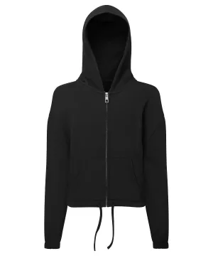 Kids TriDri® recycled cropped oversize full-zip hoodie | Black