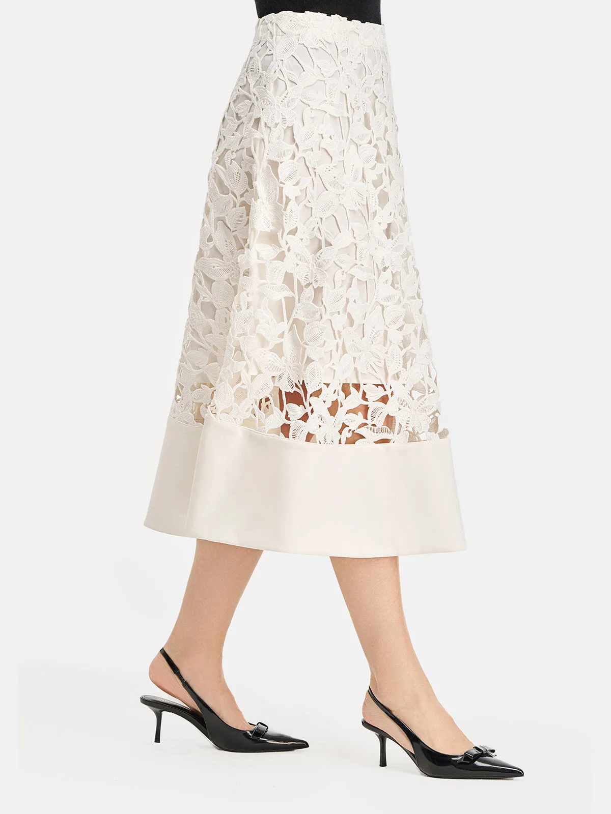 Lace Cutout A-Line Skirt