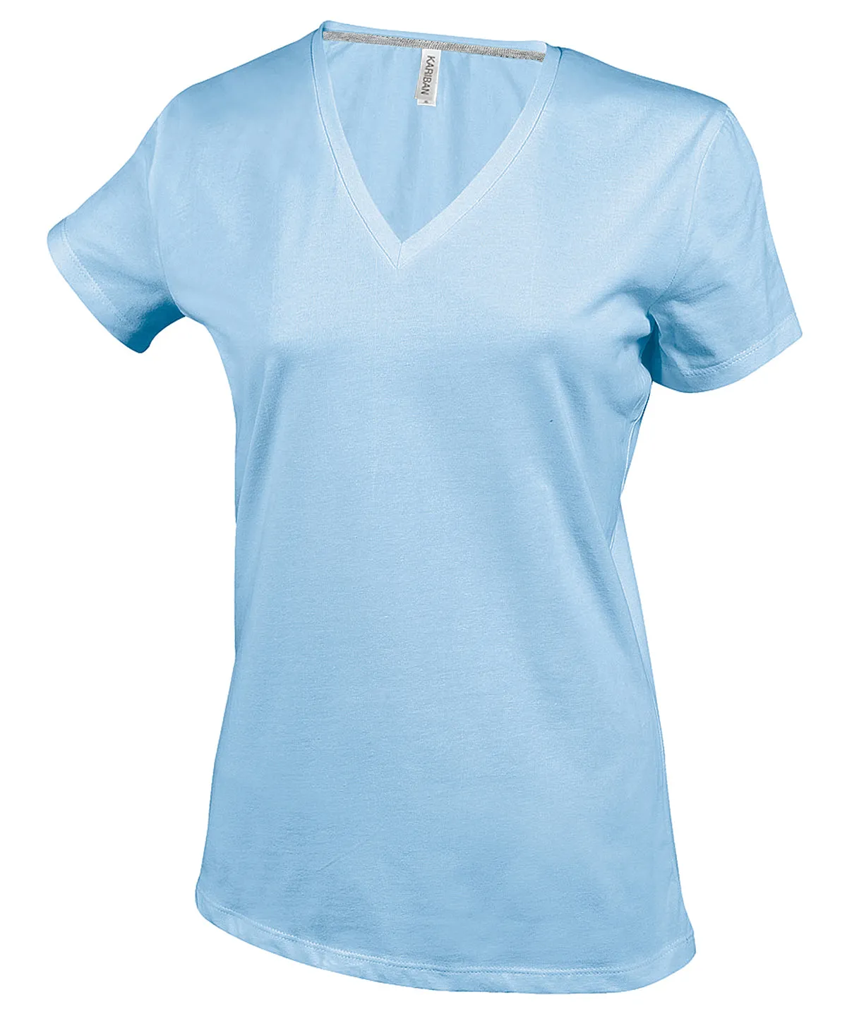 Ladies short-sleeved V-neck T-shirt | Sky Blue