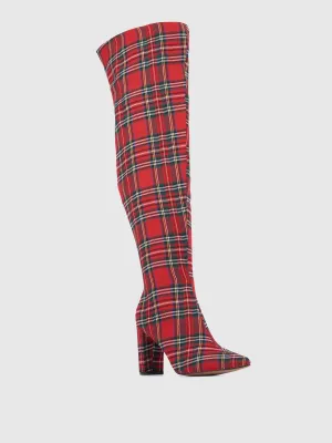 Layla Tartan Plaid Thigh-High Boot