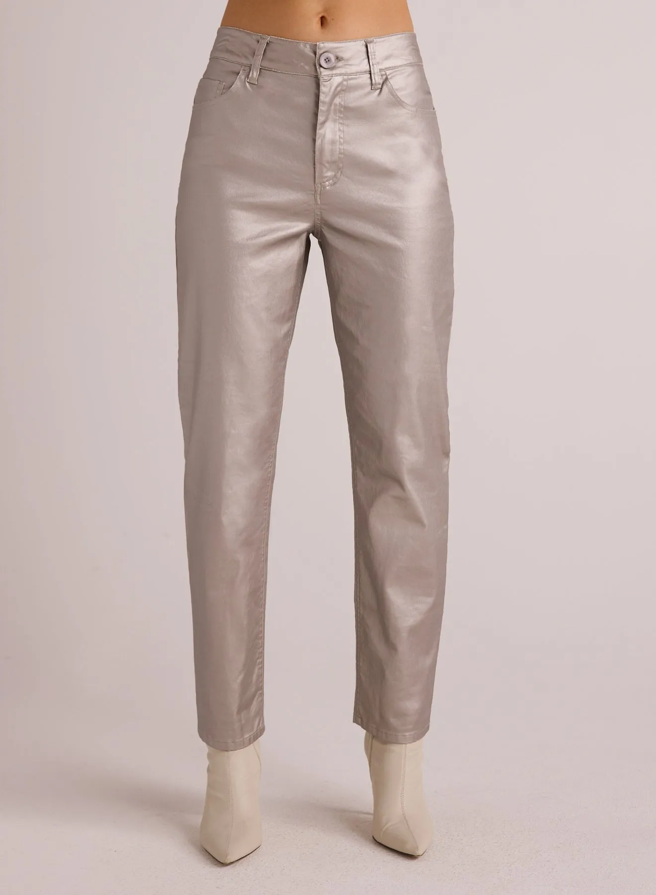 Lennon Straight Leg Jean - Silver Metallic