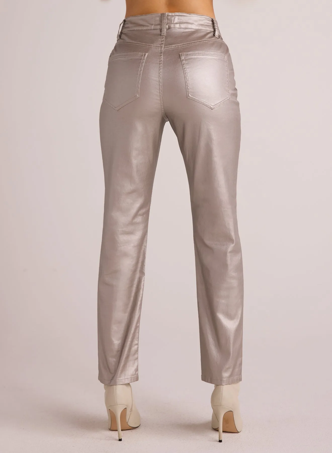 Lennon Straight Leg Jean - Silver Metallic