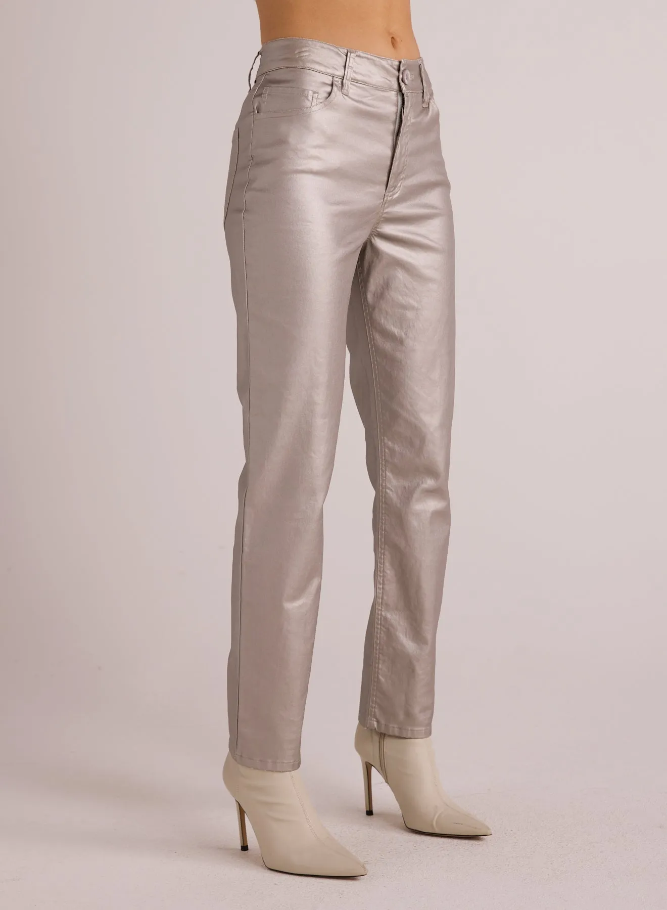 Lennon Straight Leg Jean - Silver Metallic