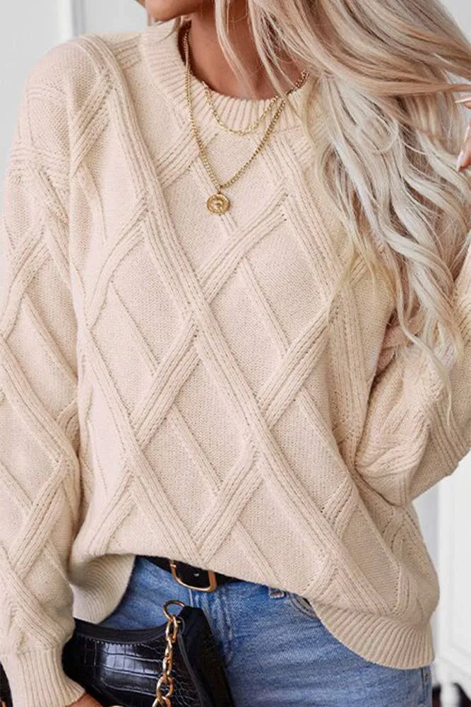 Loose Fit Diamond Pattern Sweater