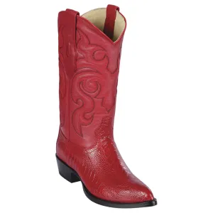 Los Altos Boots Mens #990512 J Toe | Genuine Ostrich Leg Boots | Color Red