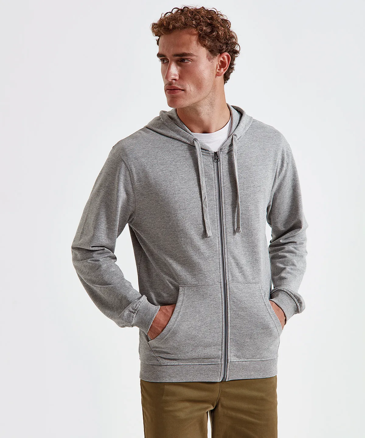 Mens coastal vintage wash loop back zip through hoodie | Vintage White