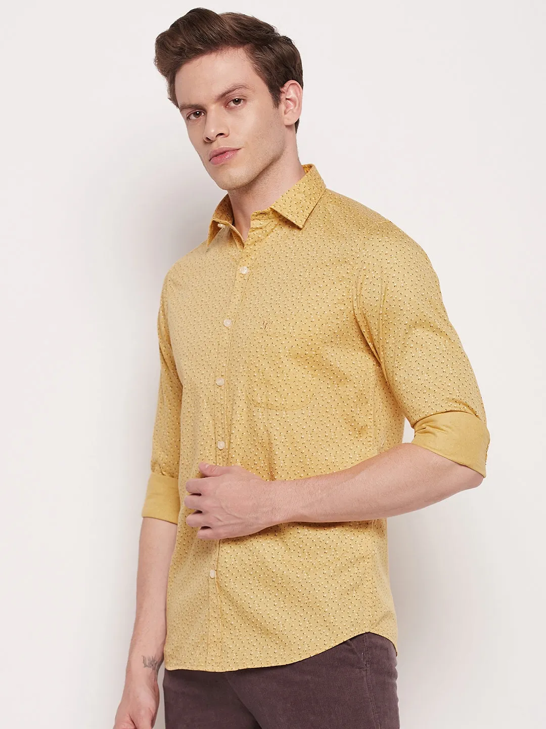 Men's Lemon Casual Ditsy Print Full Sleeve Shirt